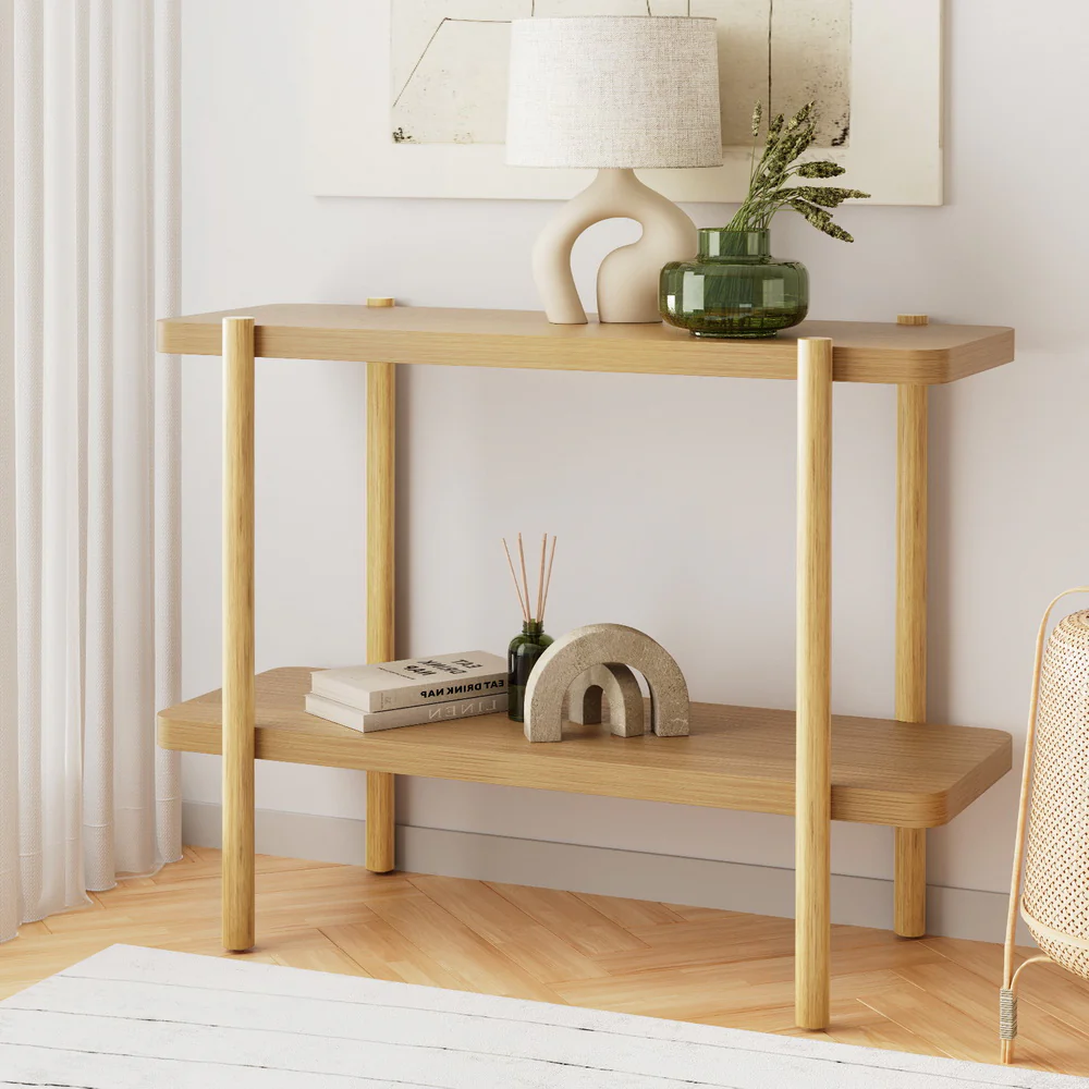 92cm 2-Tier Console Table - Pine - Nurns