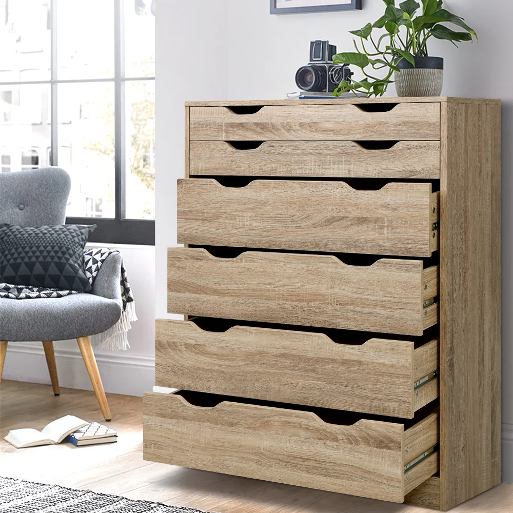 Artiss 6 Chest of Drawers - Oak - Nurns