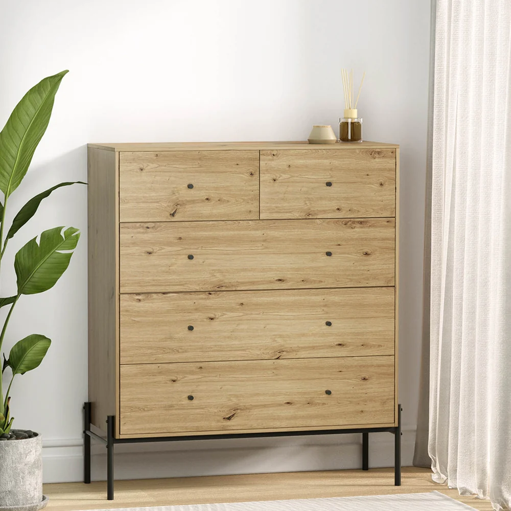 Artiss 5 Chest of Drawers - Pine - Nurns
