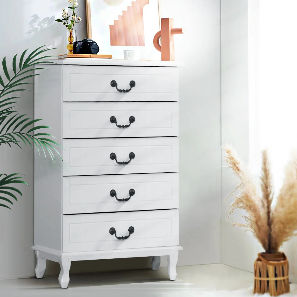 Artiss 5 Chest of Drawers - White - Nurns