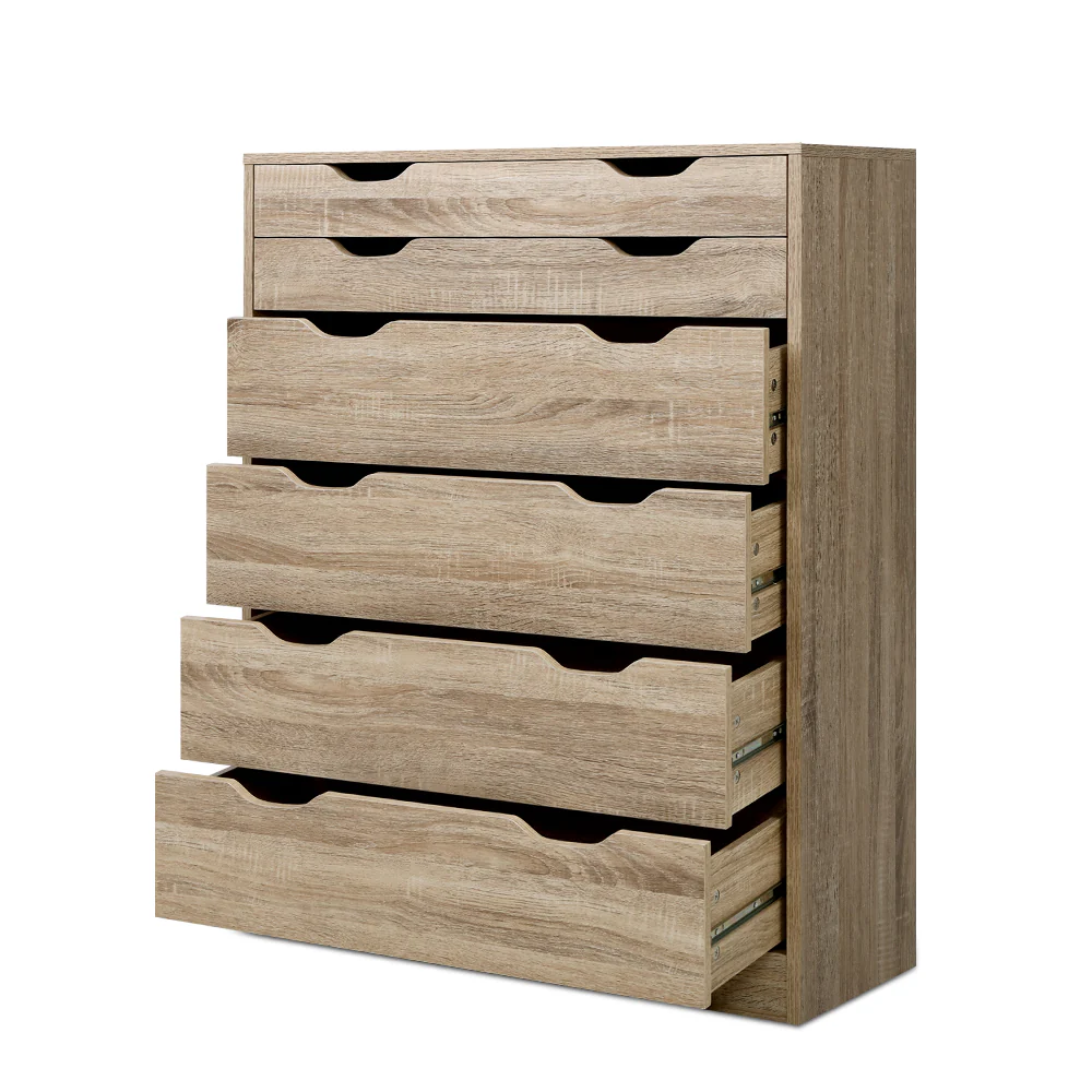 Artiss 6 Chest of Drawers - Oak - Nurns