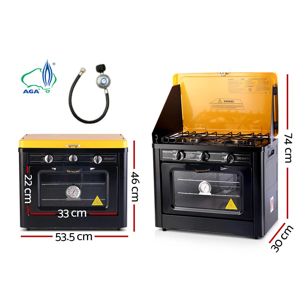 Devanti Portable Gas Oven LPG Black - Nurns