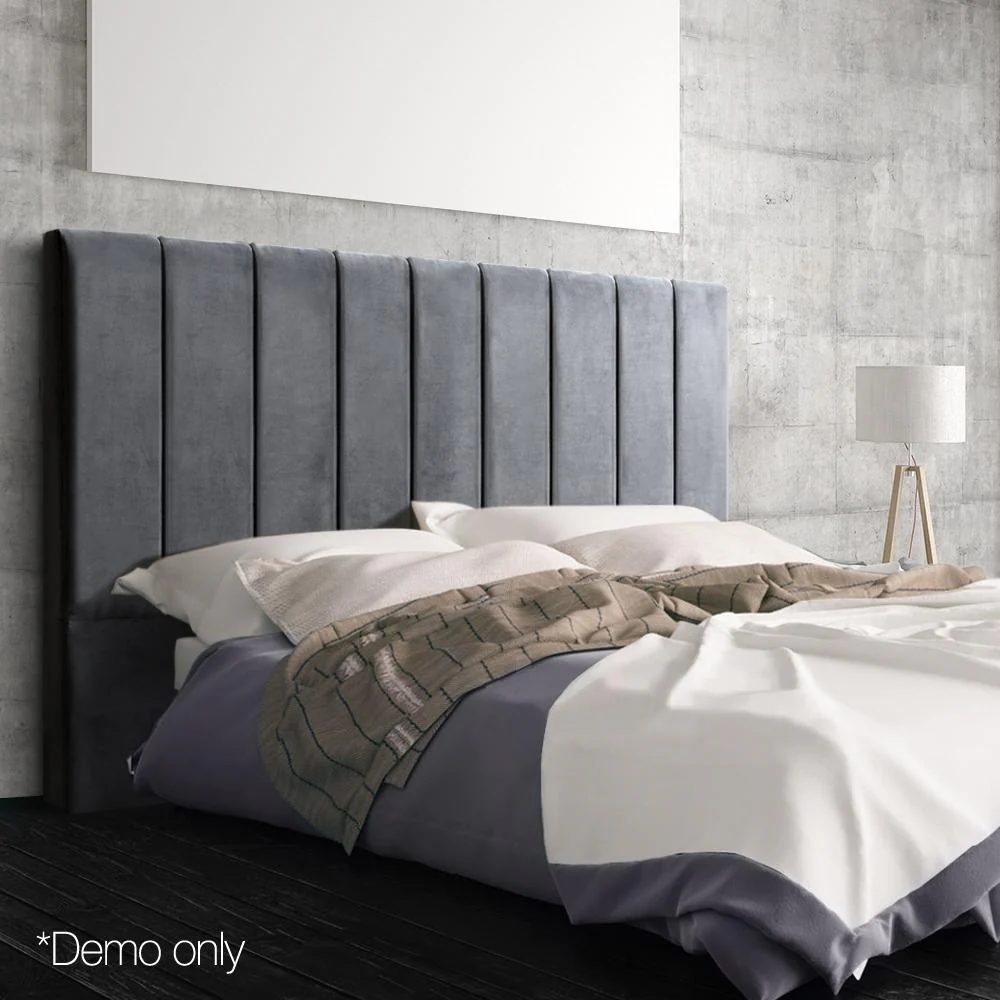 Bed Headboard Velvet - Grey King - Nurns