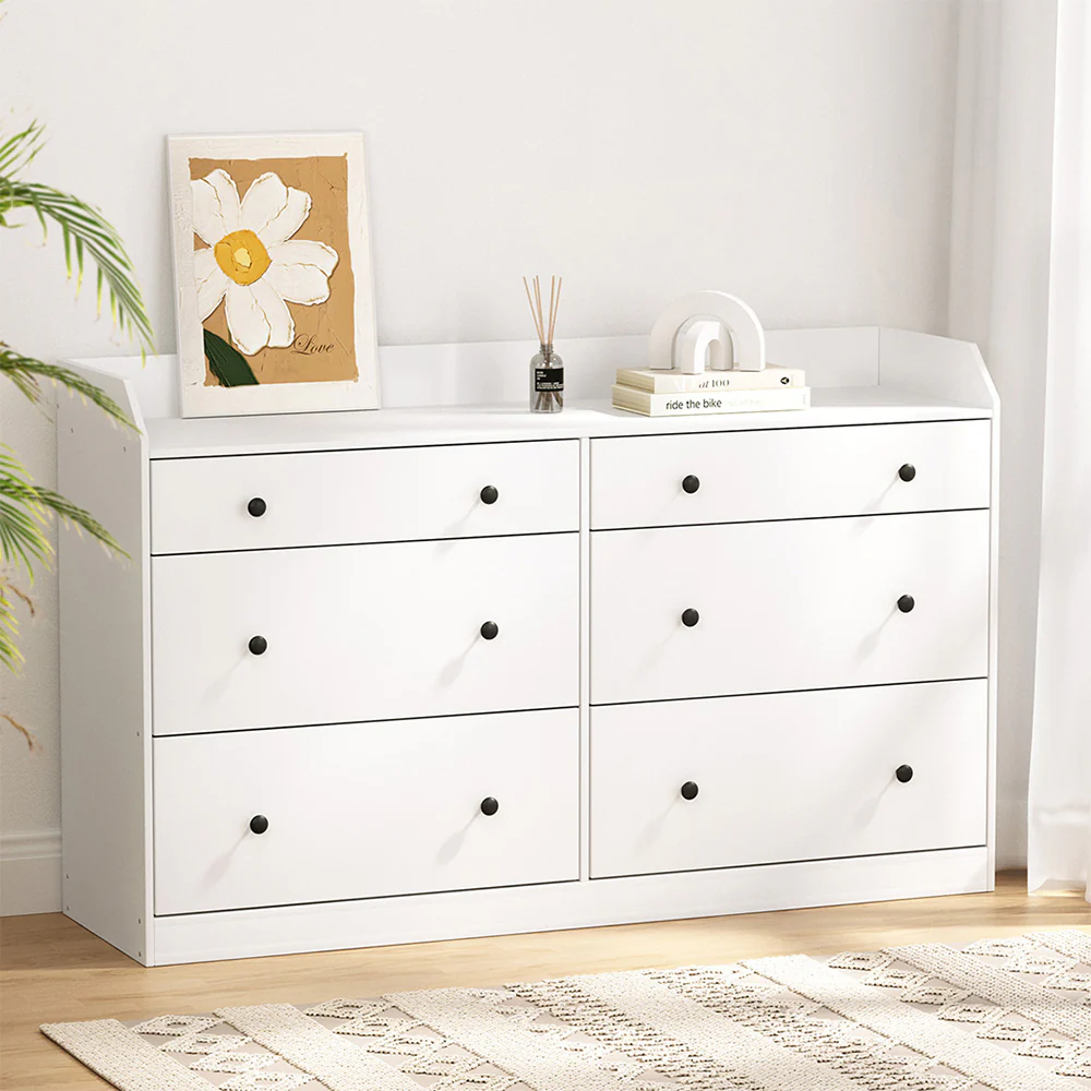 Artiss 6 Chest of Drawers - White - Nurns
