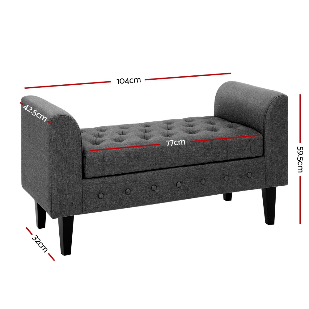 Fabric Storage Ottoman - Grey - Nurns