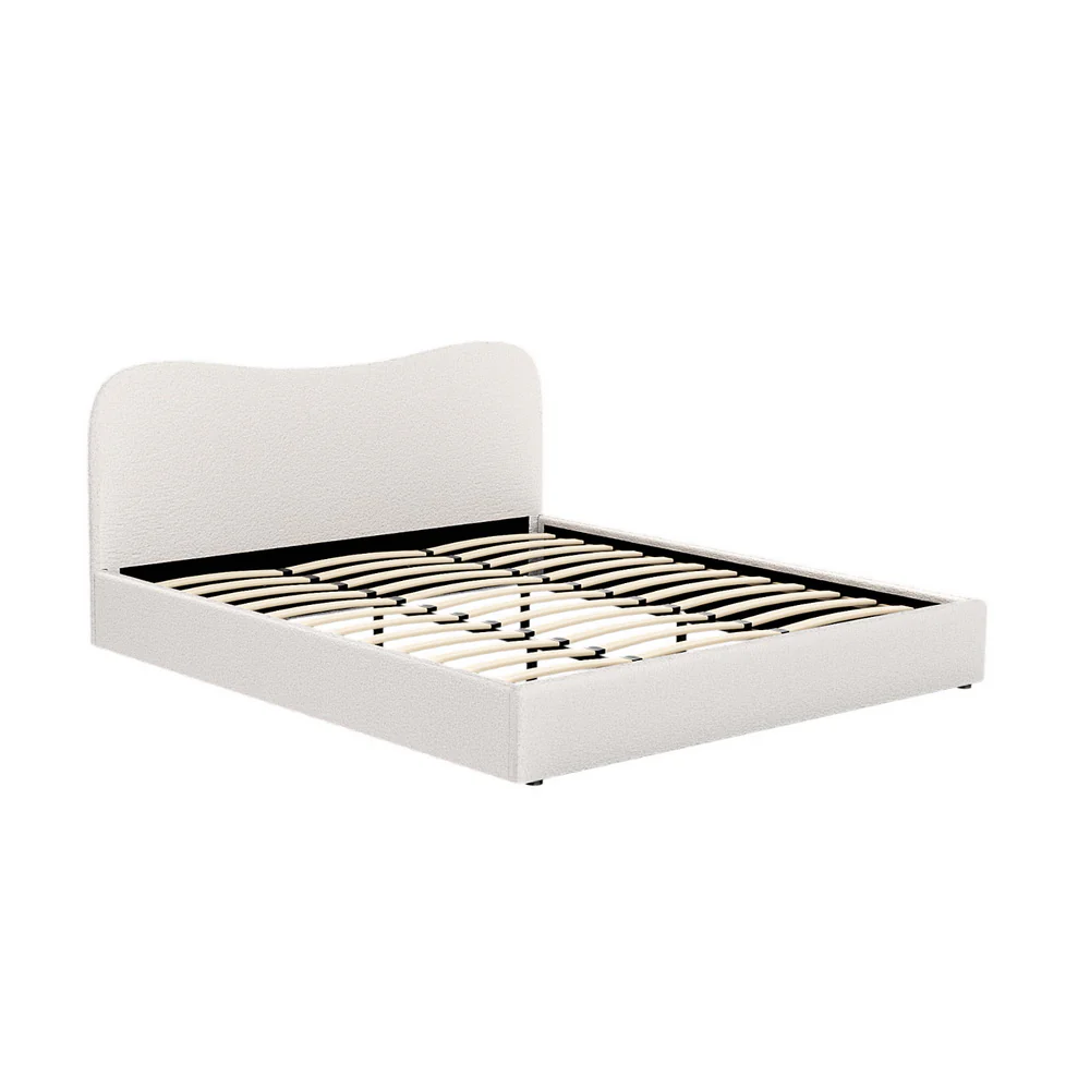 Naida Bed Frame Bouclé - Beige King - Nurns