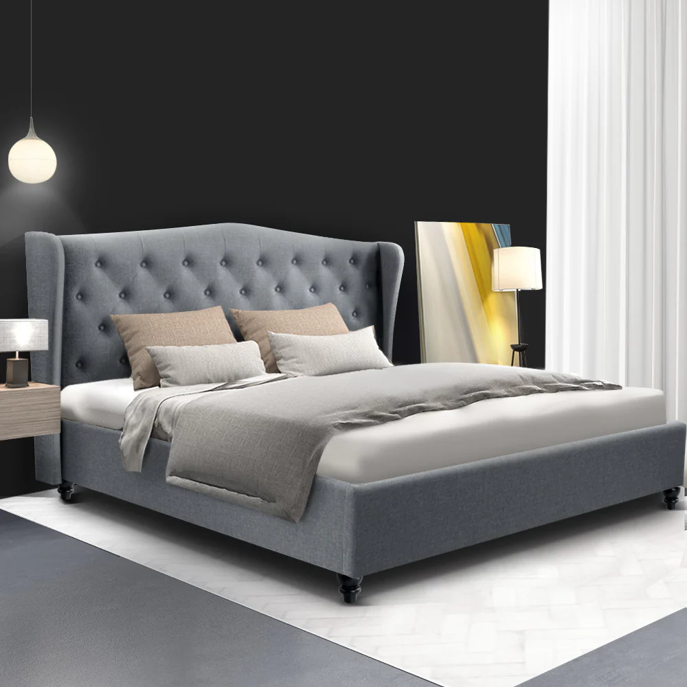 Bryxton Bed Frame Fabric - Grey King - Nurns