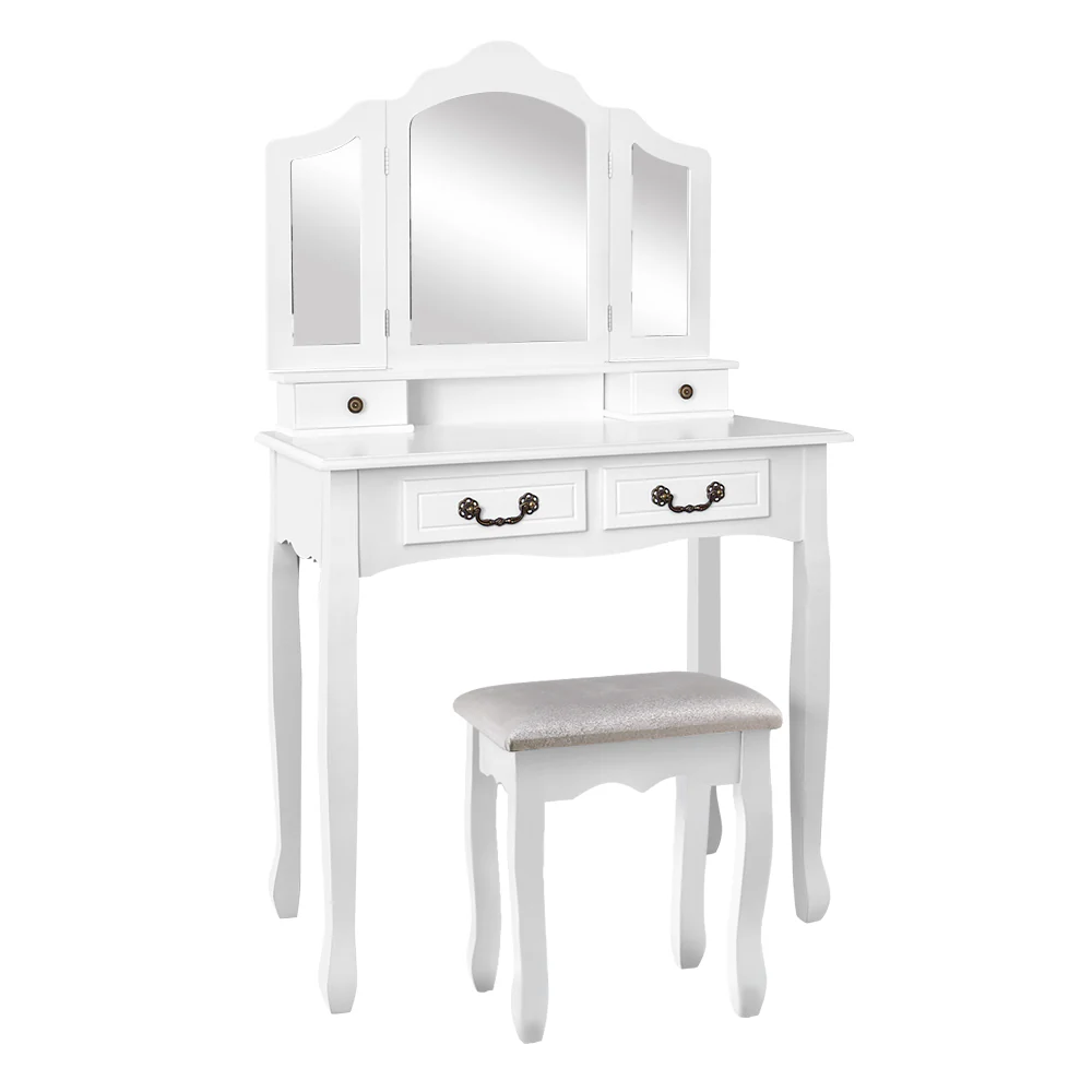 Dressing Table with Mirror - White - Nurns