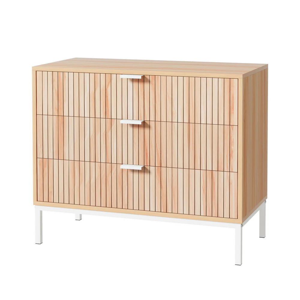 Artiss 3 Chest of Drawers - Pine - Nurns